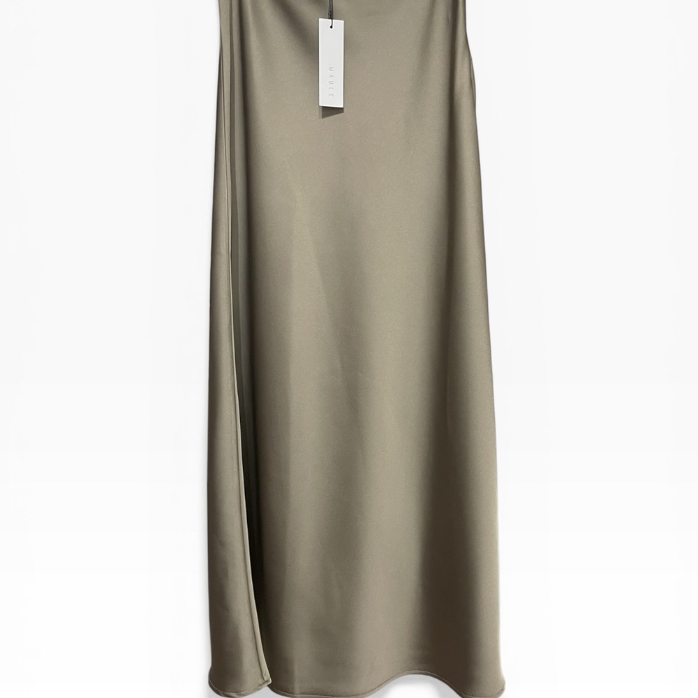 MABLE Satin Midi Skirt NWT | Champagne Taupe | Size Small NWT - Picture 4 of 5